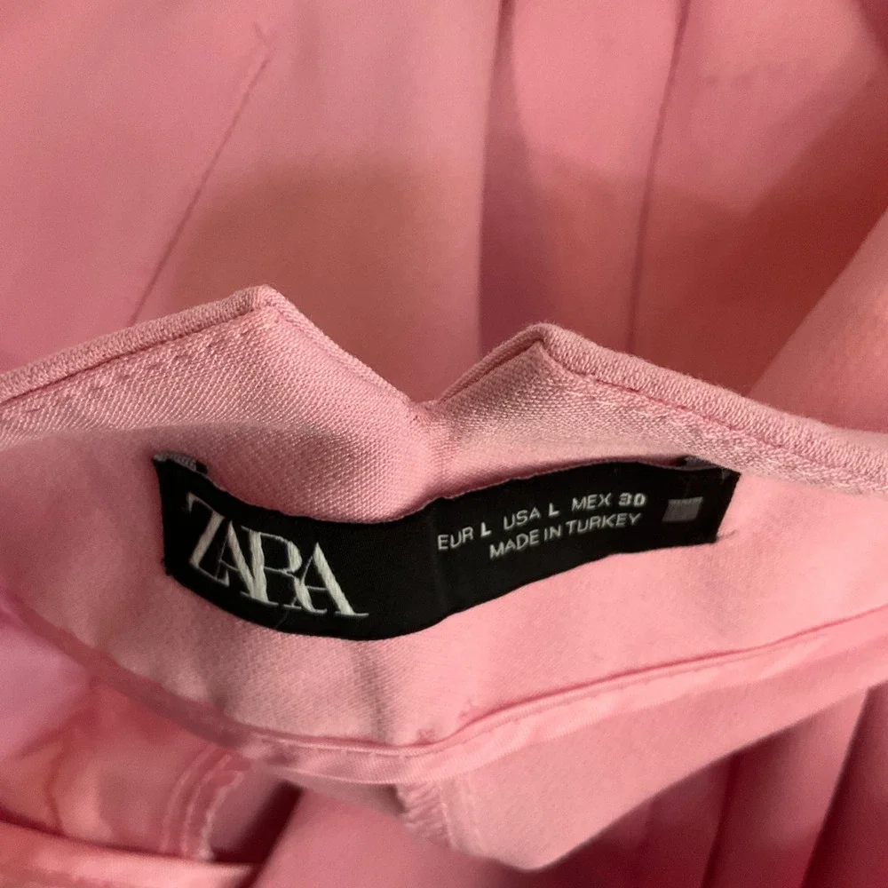 Zara Trousers Women Large Pink High Waist Tapered Cigarette Pants Coquette‎ Bold
